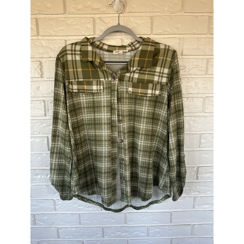 Above and Beyond Plaid Button-Up Shirt‎ XL Cottagecore Fall Flannel Vibes